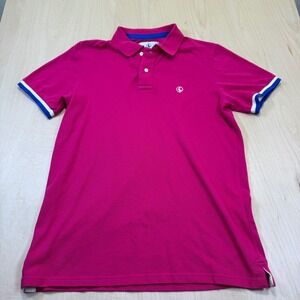 EL GANSO Mens Pink Short Sleeve Polo Shirt Size Medium Button Up‎ Casual